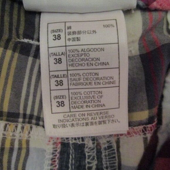 Vintage DISNEY Mickey MADRAS Patchwork Size 38 SHORTS Chino POCKETS Cotton 90s - Picture 8 of 8